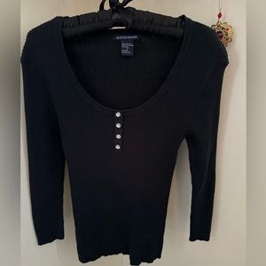 Boston Proper 100% Knitted Henley Long Sleeve Top. Size S